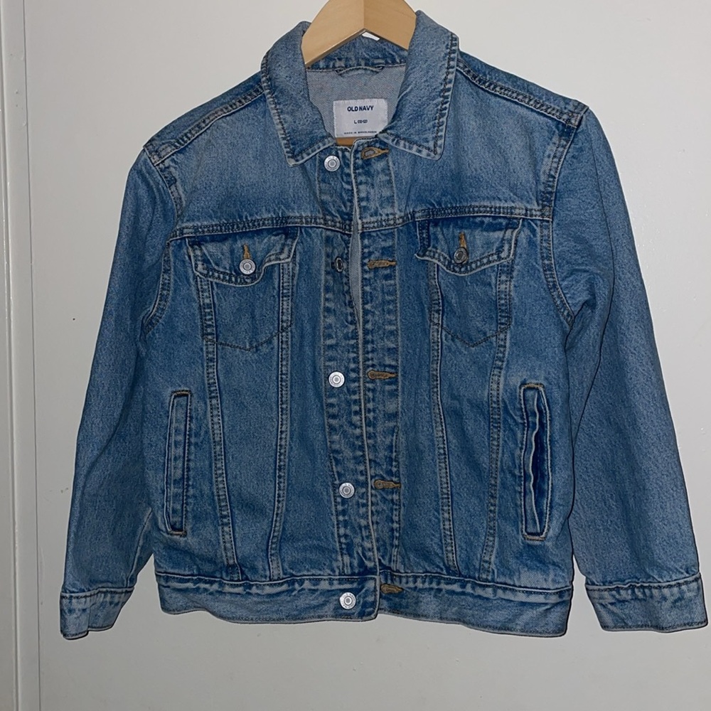 Old Navy Blue Jean Jacket Classic Denim Style Kids large very good condition